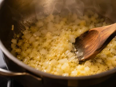 Zwiebel und Knoblauch andünsten
